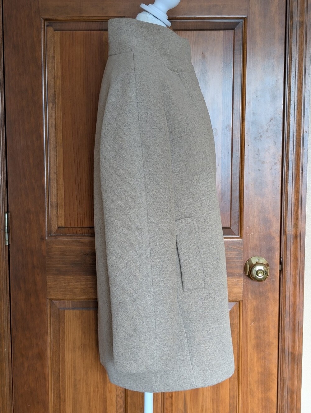 J.Crew Wool Blend City Coat Oatmeal Women’s Size 10 Funnel Neck Zip Jacket - Picture 5 of 16
